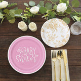 8 Count Pink Hearts Baby Shower Paper Dessert Plates Girl Party 7"