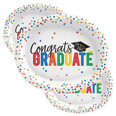 12" Congrats Grad Oval Paper Dinner Plates 20 Count