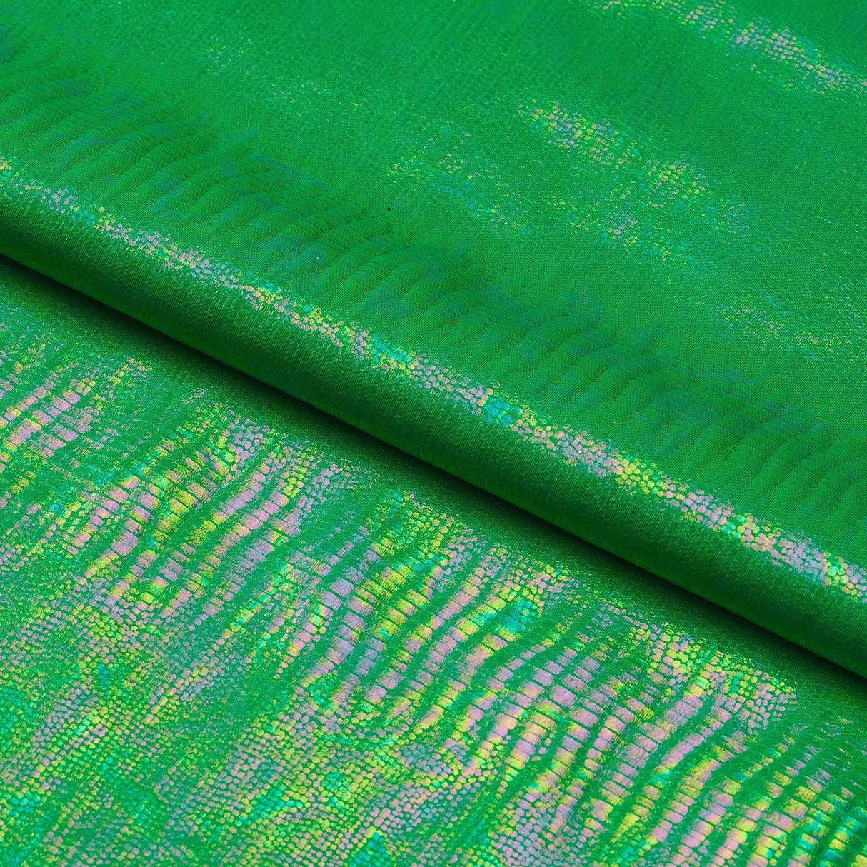 Oil Slick Python Hologram Spandex Fabric - Oil Slick Python Hologram, 56/58" Width, 270 Gsm (1 Yard)