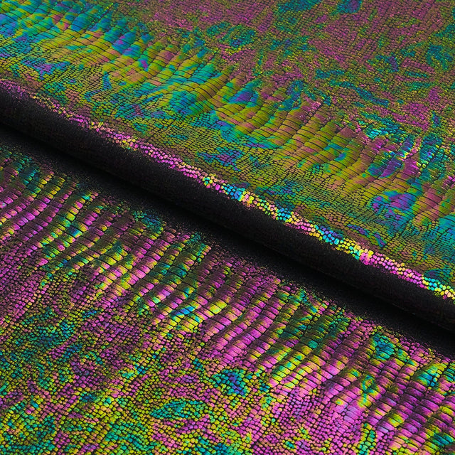 Hologram Spandex Oil Slick Python Fabric