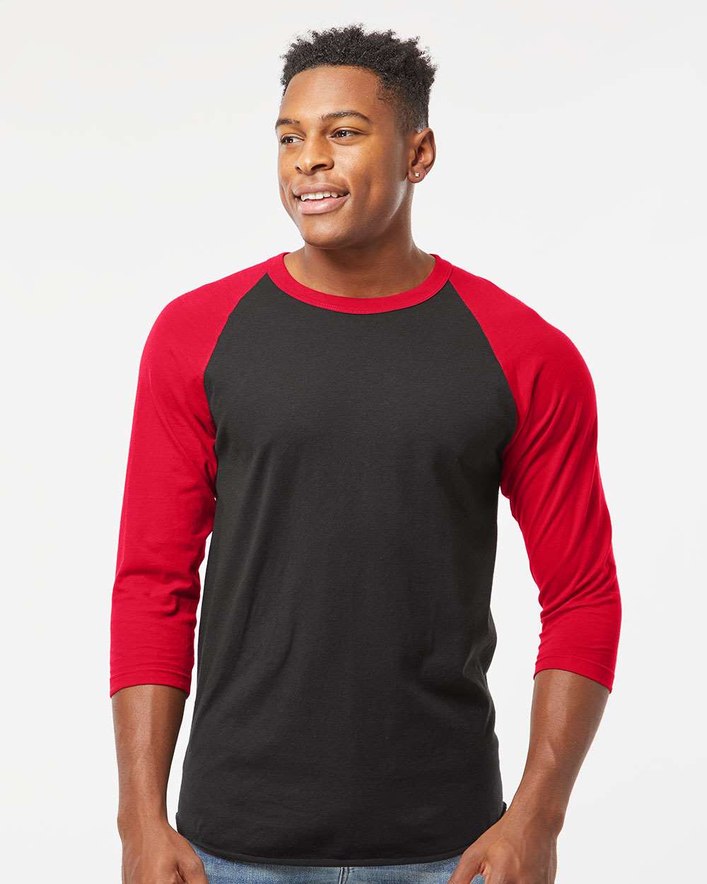 TULTEX® Fine Jersey Raglan Crewneck Three-Quarter Sleeve Tee