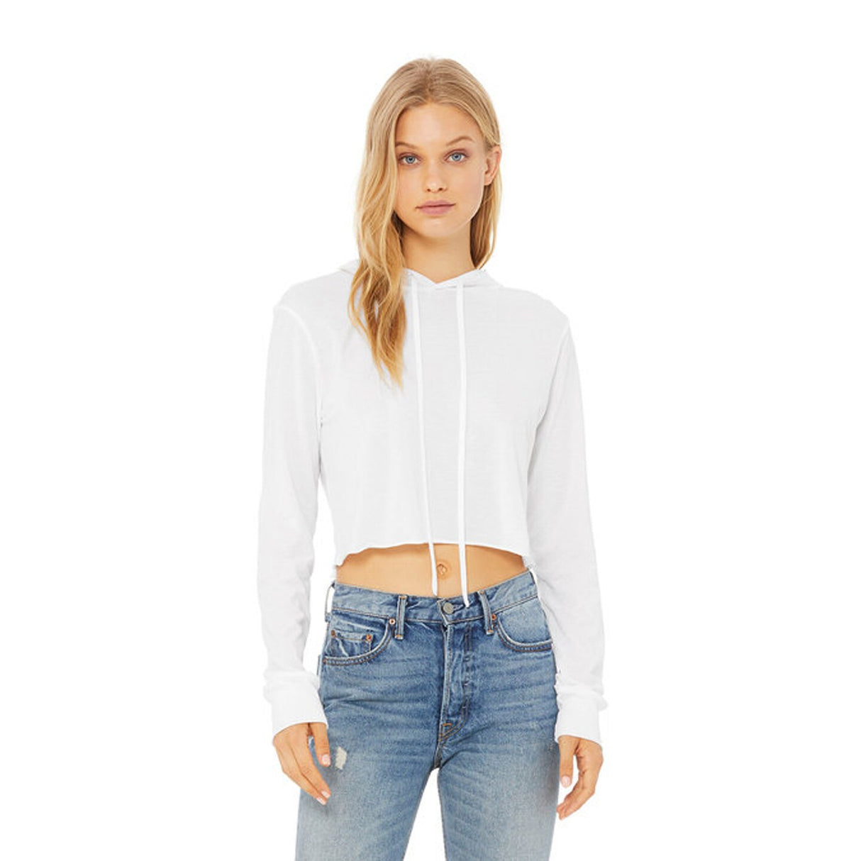 Bella + Canvas® Ladies Cropped Long Sleeve Hooded T Shirt