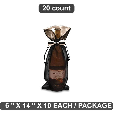 Stylish Bow Tie Organza Wine Bag 6" x 14"