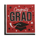 Red Congrats Grad Paper Luncheon Napkins 6.5 Inch Bulk Pack of 50