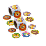 1 1/2" Happy Zoo Animal Multicolor Paper Sticker Roll 100 Pc