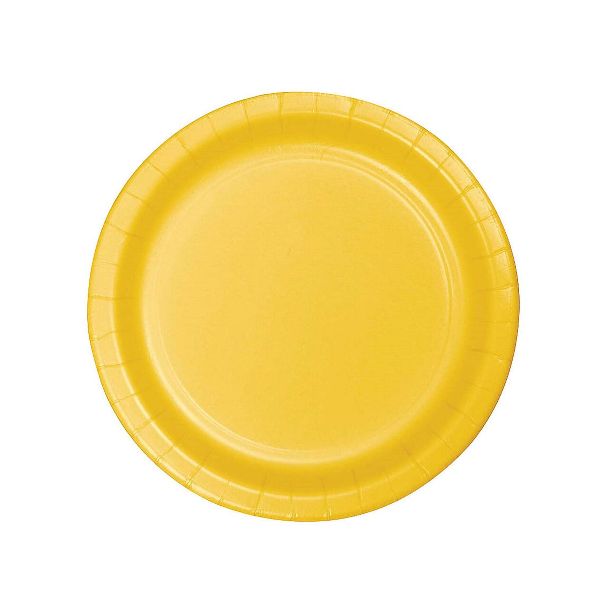 7" School Bus Yellow Round Paper Dessert Plates – 24 Count