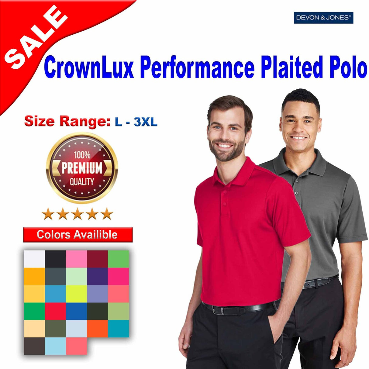 Devon & Jones® CrownLux Performance Tall Plaited Polo