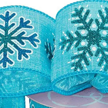 Blue Snowflake Christmas Ribbon - 10 Yards x 2.5 Inches 1 / ROLL