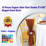 10 Pieces Cognac Satin Chair Sashes 8"x108" Elegant Event Decor
