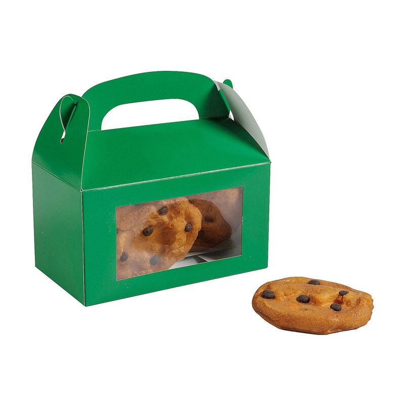 6" x 7" Orange Cardstock Treat Boxes with Display Window – Set of 12