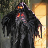 5 Ft 4 Inch Light Up Hanging Black Gray Grim Reaper Halloween Decoration