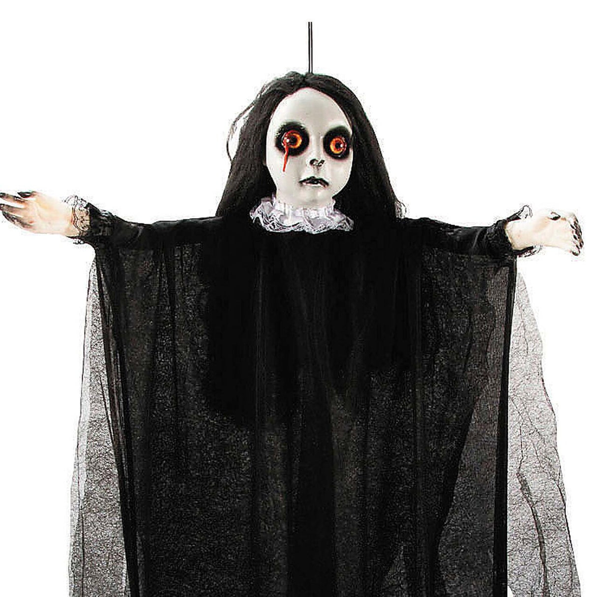 4 Ft. 3" Posable Hanging Girl Dressed in Black Halloween Decoration