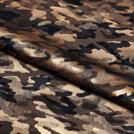 Camo Foil Spandex Fabric - Black/Bronze, 55/56" Width (1 Yard)