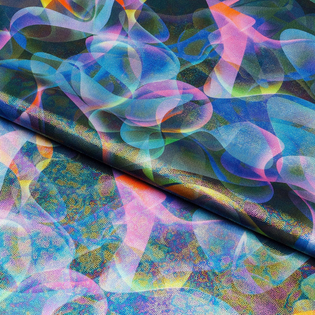 Hologram Spandex Fabric Aurora Blue
