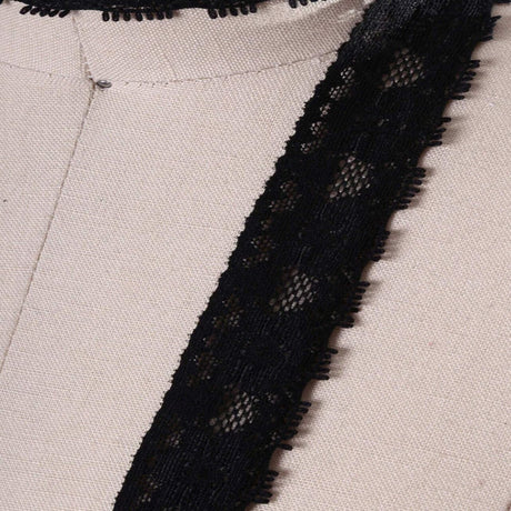 Black Stretch Lace 2 Yards Scalloped Heart Design Elastic Trim for Lingerie & Apparel