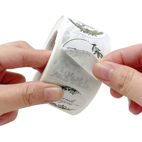 Wrapables Thank You Stickers Roll 1.5" Sealing Stickers & Labels 500 Pc Greenery Design