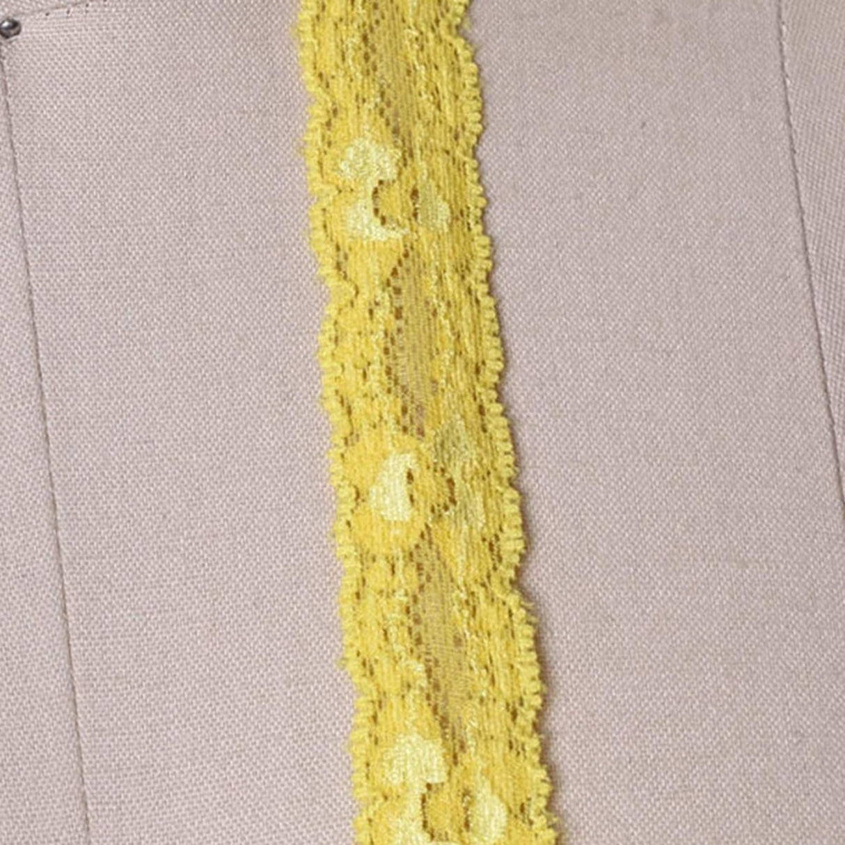 2 Yards Bright Yellow Stretch Lace Trim 7/8" Floral Elastic Ribbon for Lingerie, Sewing & Crafts
