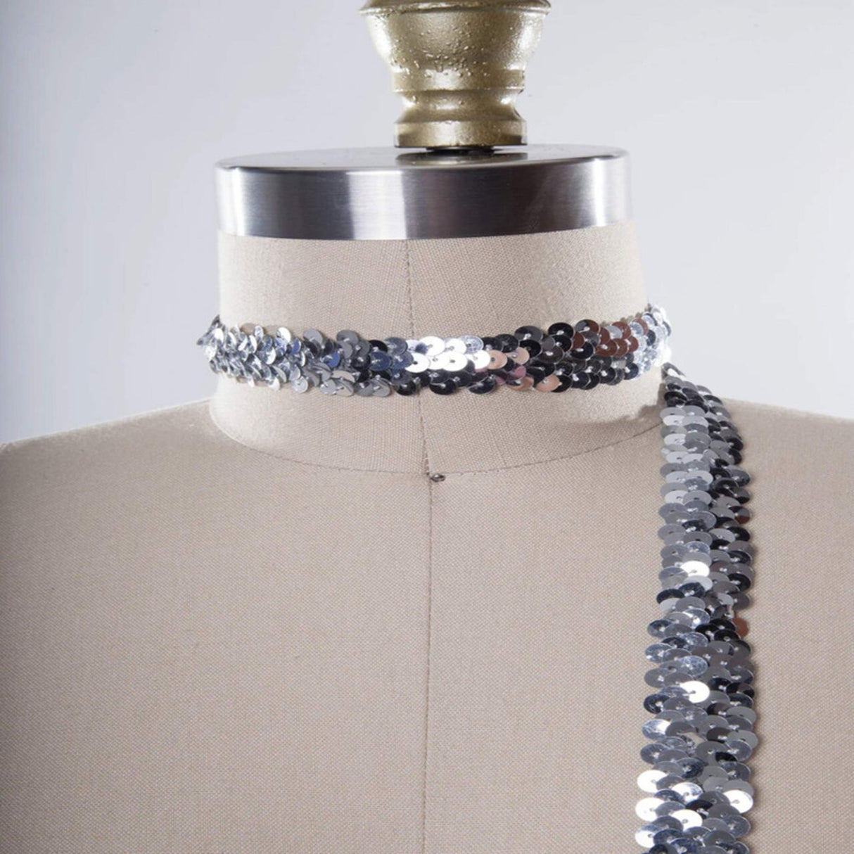 1 Yard Stylish Silver Stretch Sequin Trim 3/4"