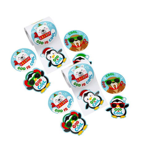 God Is Cool Penguin Sticker Roll 100 Pieces