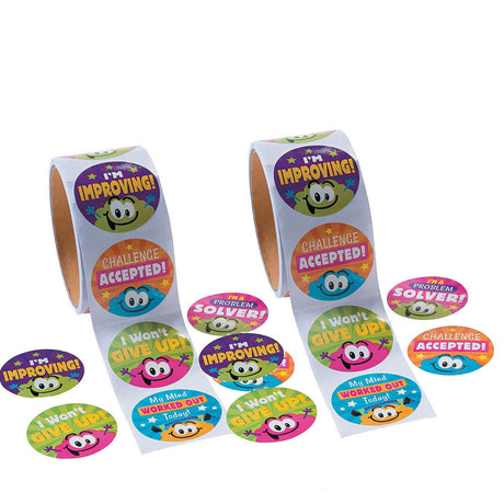 Growth Mindset Multicolor Sticker Roll 100 Pieces