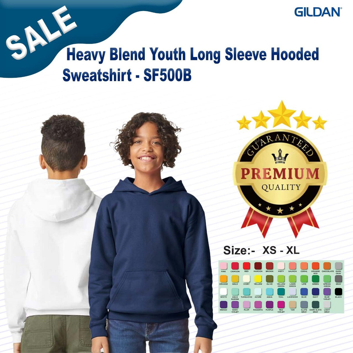 Gildan® Heavy Blend Youth Long Sleeve Hooded Sweatshirt
