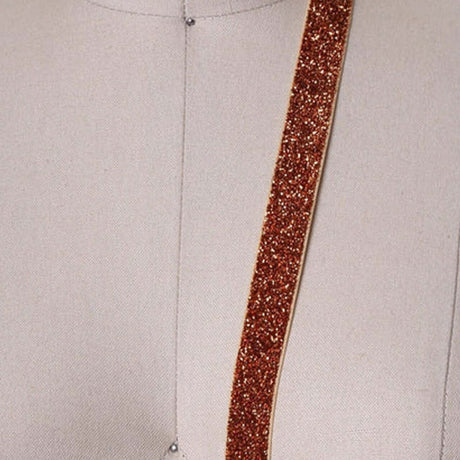 2 Yards Burnt Orange Glitter Elastic Trim 5/8" Stretch for Halloween & Crafts