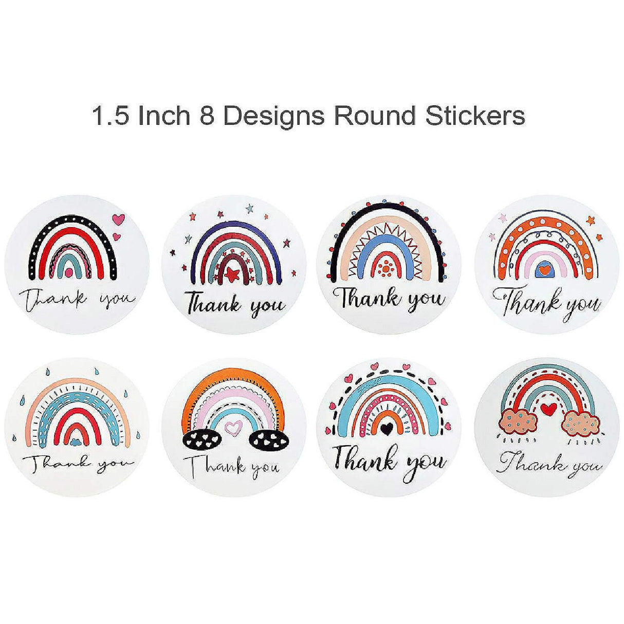 500 Pieces Wrapables Rainbow Thank You Stickers Roll 1.5 Inch