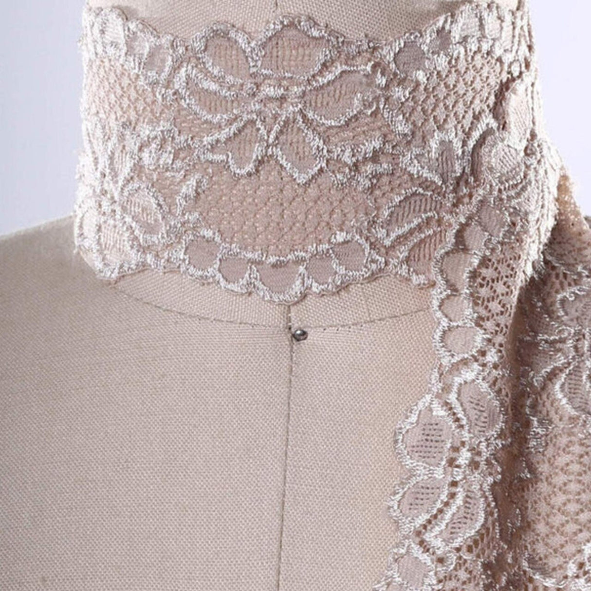 2 Yards Beige Stretch Lace Trim 2.5" Wide Nude Floral Elastic for Lingerie, Sleepwear & Sewing Projects