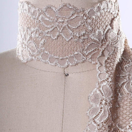 2 Yards Beige Stretch Lace Trim 2.5" Wide Nude Floral Elastic for Lingerie, Sleepwear & Sewing Projects