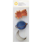 Wilton Metal Outer Space Cookie Cutter Set, 3-Piece (Shooting Star, Moon, Planet)