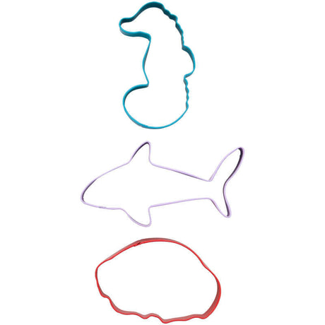 Wilton Metal Under the Sea Cookie Cutter Set, 3-Piece (Seahorse, Jellyfish, Shark)