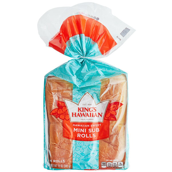 King's Hawaiian Original Hawaiian Mini Sub Rolls 2 oz. - 72/Case