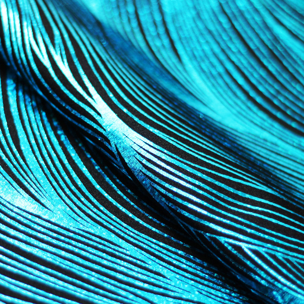 Strands Holo Nylon Spandex Fabric - Assorted Colors, Wavy Zebra Pattern, 58/60" Width (1 Yard)