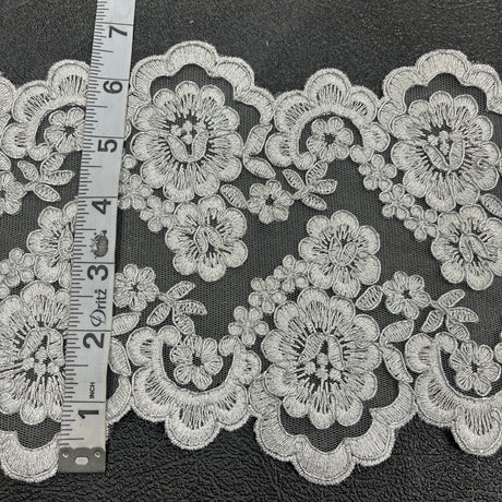 Embroidered Mesh Corded Lace Trim