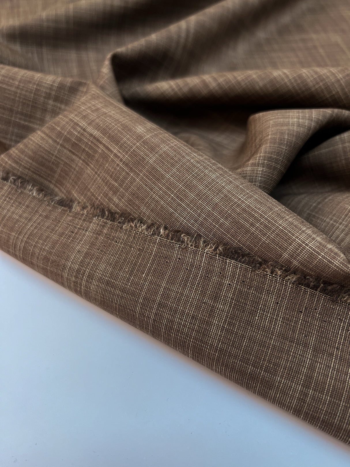 Wool Melange Fabric Brown Beige Stretch