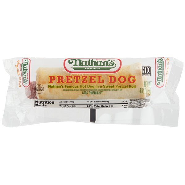 Nathan's Famous 6" Beef Pretzel Dogs - 40/Case