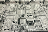 Sordi Newspaper Sepia Cotton Print Fabric - Sepia Newspaper Print, 56" Width (1 Yard)