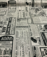 Sordi Newspaper Sepia Cotton Print Fabric - Sepia Newspaper Print, 56" Width (1 Yard)