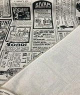Sordi Newspaper Sepia Cotton Print Fabric - Sepia Newspaper Print, 56" Width (1 Yard)