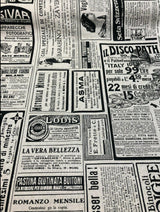 Sordi Newspaper Sepia Cotton Print Fabric - Sepia Newspaper Print, 56" Width (1 Yard)