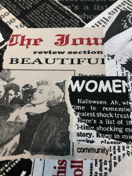 Beautiful Woman Audrey Hepburn Print Fabric - Black, White, Red, Sepia, 56" Width (1 Yard)