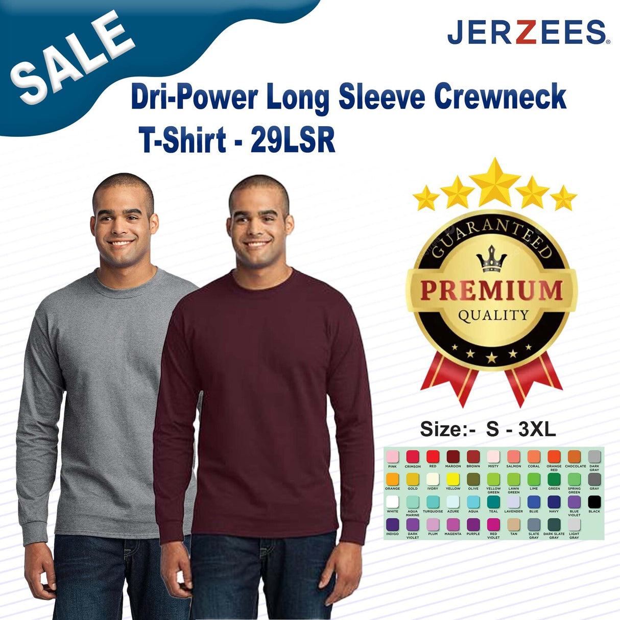 JERZEES® Dri-Power Long Sleeve Crewneck T-Shirt