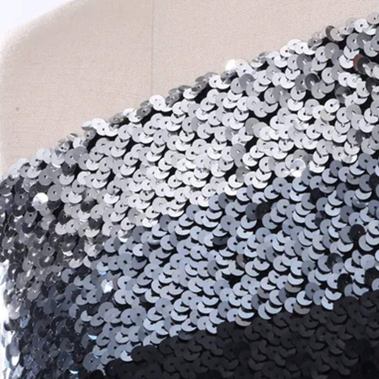1 Yard 6.25" Silver, Gunmetal & Black Ombre Stretch Sequin Ultra Wide Trim