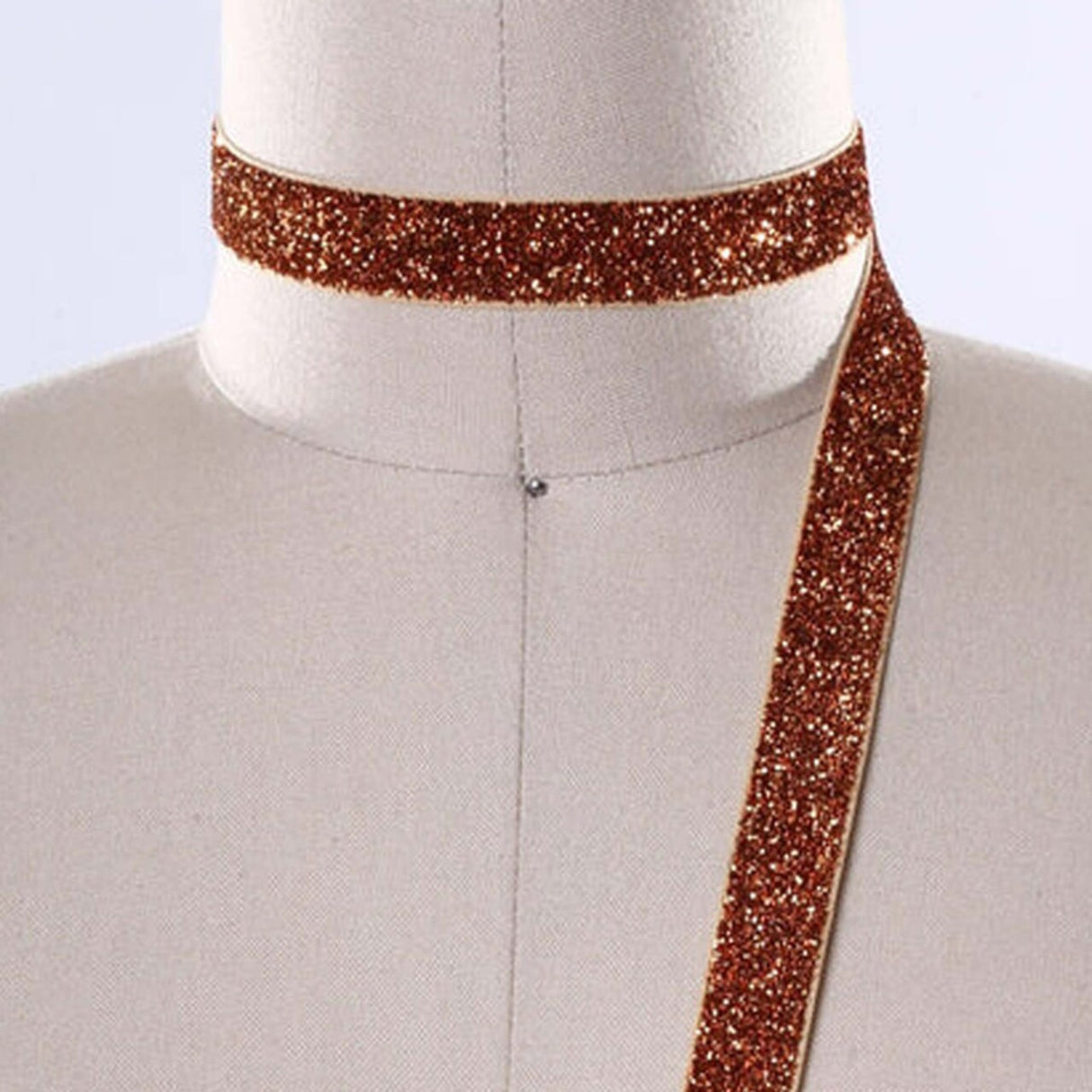 2 Yards Burnt Orange Glitter Elastic Trim 5/8" Stretch for Halloween & Crafts