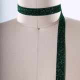 2 Yards 5/8" Christmas Green Glitter Elastic Trim for Headband Making