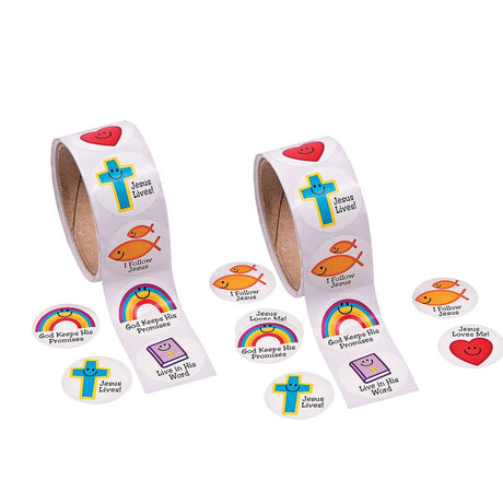 1 1/2" Christian Symbols Smile Face Sticker Roll 100 Pieces