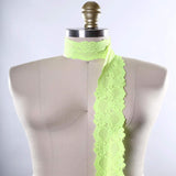 2 Yards Neon Green Stretch Lace 2.5" Wide Hand-Dyed Floral Elastic Trim for Lingerie & Crafts