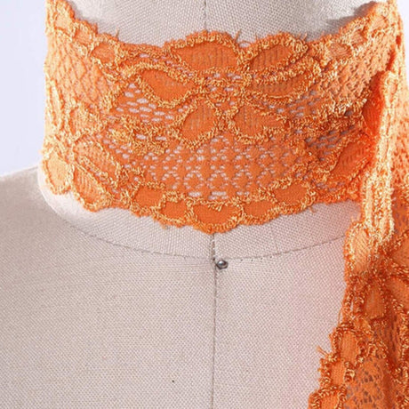2 Yards Monarch Orange Wide Stretch Lace Trim 2.5" Floral Elastic for Sewing, Lingerie & DIY Crafts