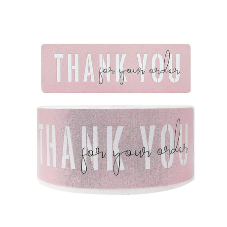 120 Pieces Wrapables Blush Thank You Stickers Roll 3x1 Inch