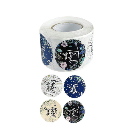 Wrapables 1.5" Thank You Stickers Roll Sealing Stickers and Labels 500 Pc Floral